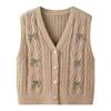 Spring and Autumn Thickened Bow V-neck Knitted Vest Women's Youthful Outerwear Cardigan Top