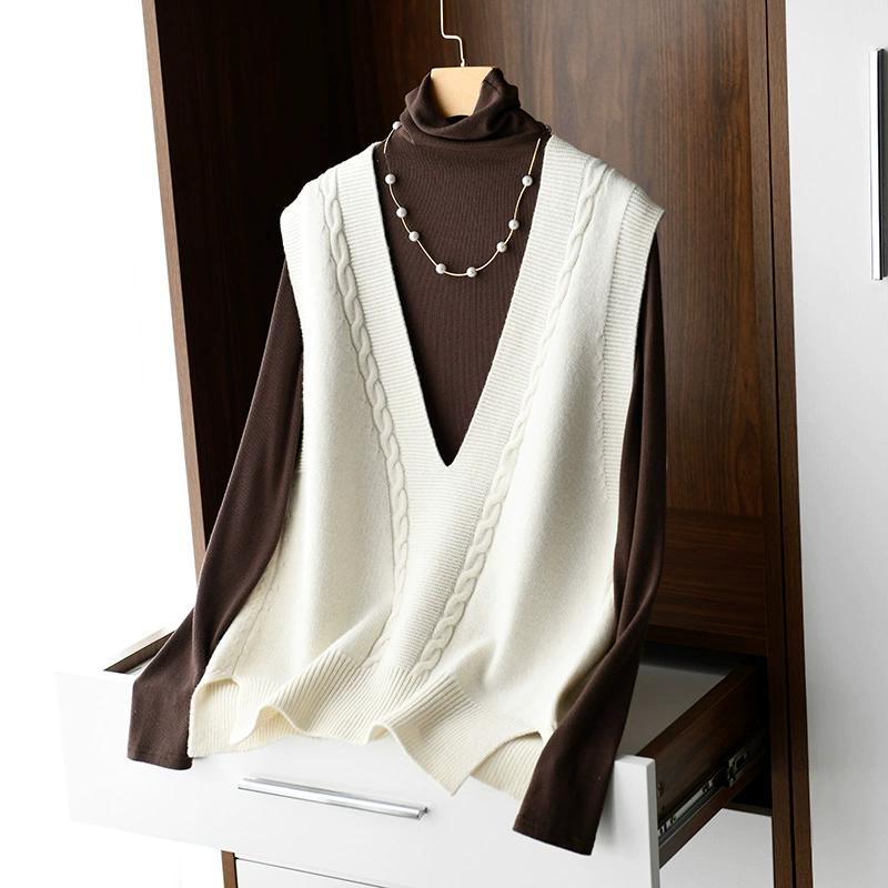 

DIMANAF 2025 New Sweaters Short V-Neck Vest Autumn Women Solid Sweaters Knitting Sweater One Size белый