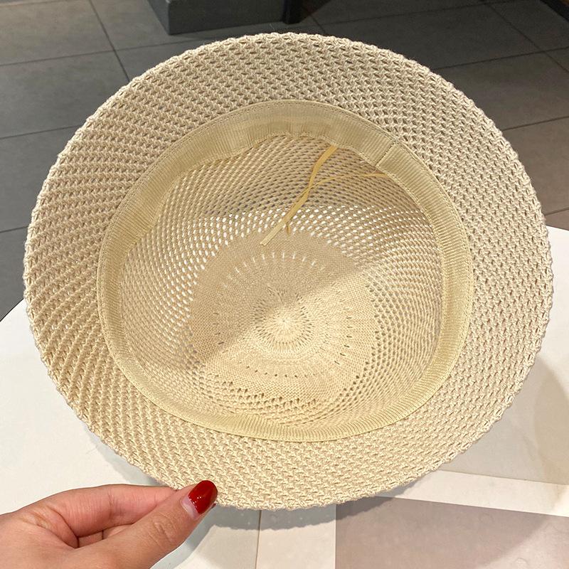 Early spring knitted fisherman's hat children show small face summer hollow bucket hat Internet celebrity ins versatile basin hat