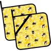 Vintage Floral Pot Holders Set of 2,Kitchen Heat Resistant Potholder for BBQ Cooking Baking,Food Hot Pad for Women Men