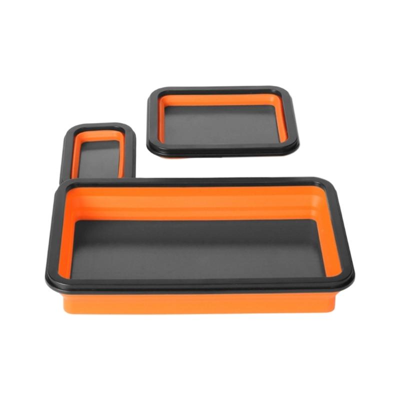Strong Magnetic Base Silicone Parts Tray Holder Portable Foldable Toolbox For Mechanics DIY Enthusiasts