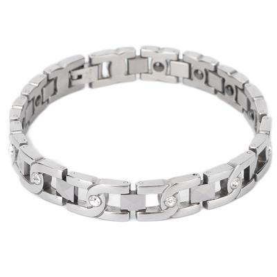Damen Strass Magnettherapie Armband Schmerzlinderung Titanstahl Magnetarmband