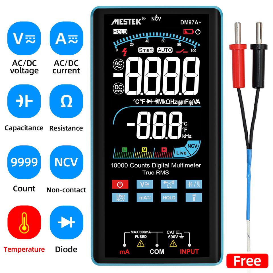 

9999 Counts Digital Multimeter True RMS AC DC NCV Smart Multimetro Tester Ohm Capacitance Hz Voltage Meter Multimeters