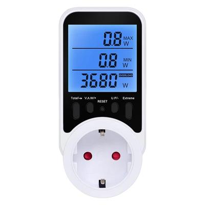 Energy Monitor Socket with Backlit LCD Display Current Voltage Timing Controller for Accurate Energy Usage Tracking