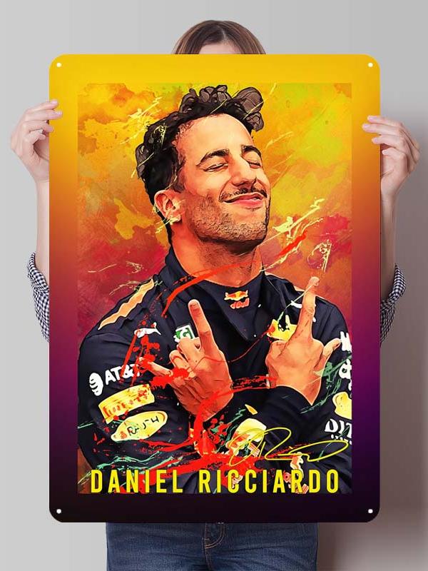 Daniel Ricciardo Plakaty Wyścigowe F1 Metalowe Znaki Dekoracja Wystrój Salonu Mężczyźni Niestandardowe Blaszane Tabliczki do Dekoracji Ścian