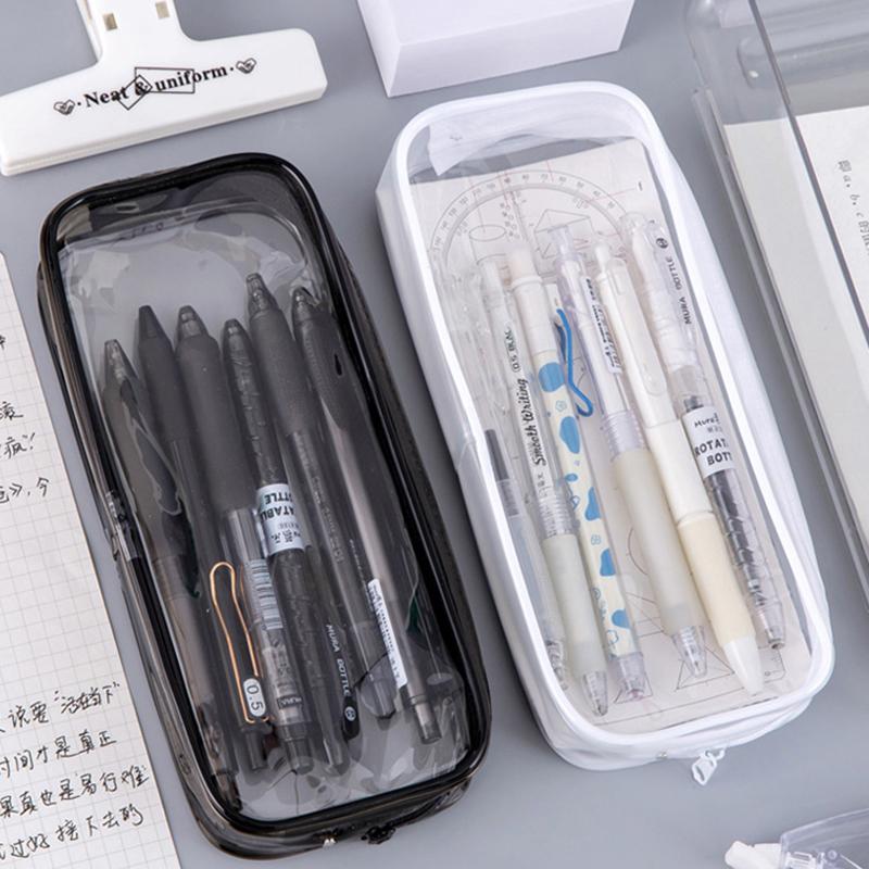 Simple Transparent Pencil Case Large Capacity Pen Bag Student Pencil Case Creative Stationery Storage Pouch School Supplies