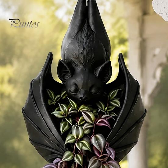 Einzigartiges Halloween-Gartendekoration Hängende Fledermaus Pflanztopf, Kreativer Gotischer Pflanztopf, Wasserdichter Gartenkorb Dekorativer Behälter für Hängende Ranken,