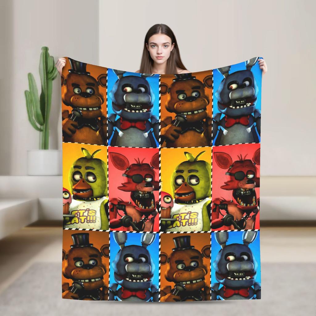 FNAFS At Freddy's Flannel Blanket Warm Soft Throw Blanket for Couch Chair Decorative Fluffy Bedspread Sofa Bed Cover