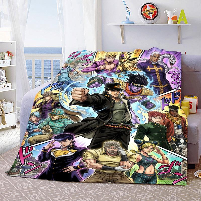 JoJo Anime Lightweight Flannel Blanket Soft Warm Throw Cozy Blanket for Sofa Bed Home Decor -QJY