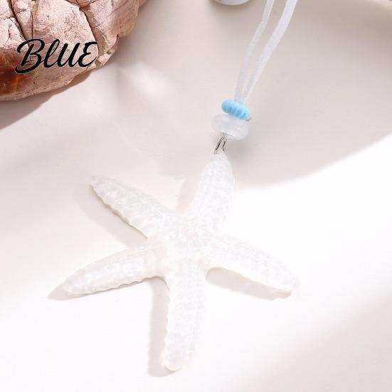 Starfish Holiday Necklace Resin Pendant Adjustable String Seaside Themed Jewelry