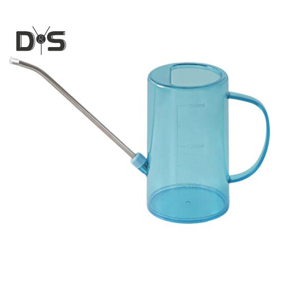 

Лейка 1,5 л из нержавеющей стали с длинным носиком, прозрачный ручной распылитель для офиса, сада, комнатных и уличных растений синий