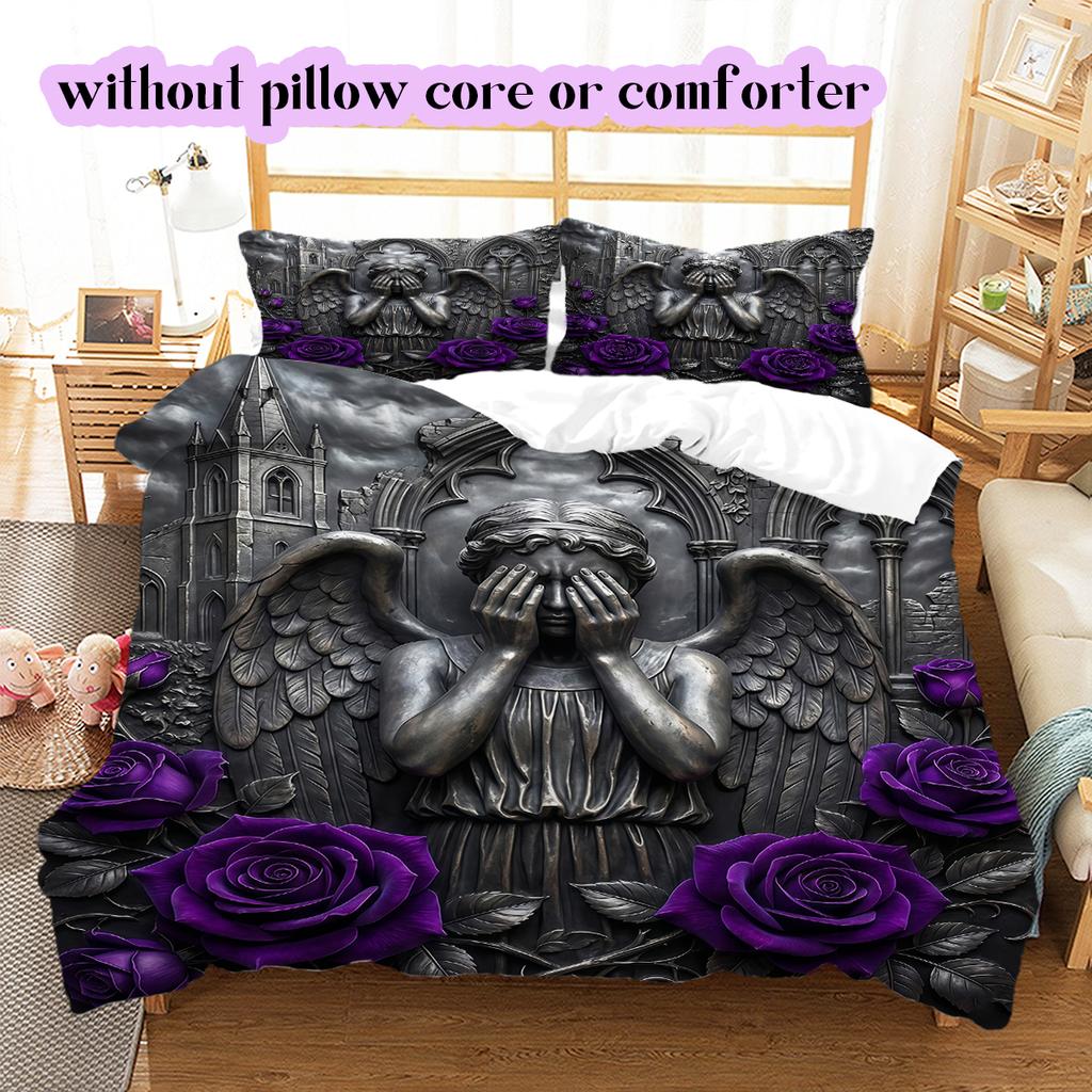 Mythical Characters Pattern Bedding Quilt Set Quilt Cover Pillowcase Home Decoration Birthday Gift (1 * duvet cover + 2 * pillowcase, without core)