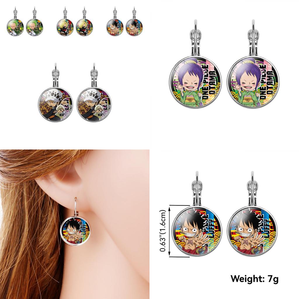 Stylish One Piece Anime Sanji Gemstone Earrings Fashion Metal Ear Jewelry