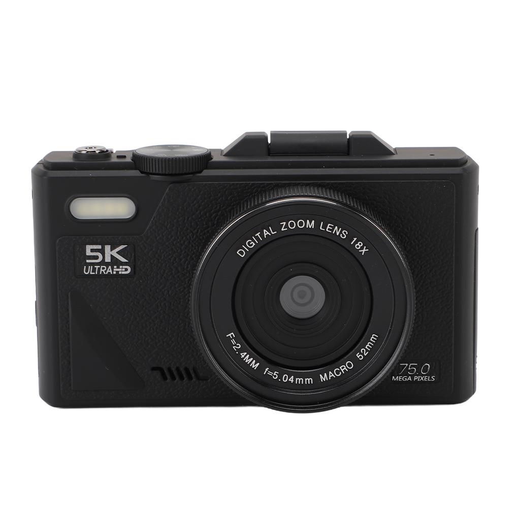5K Digital Camera 75MP HD 18X Digital Zoom Autofocus Retro Mirrorless Camera with 3 Inch Screen for Travel Photography