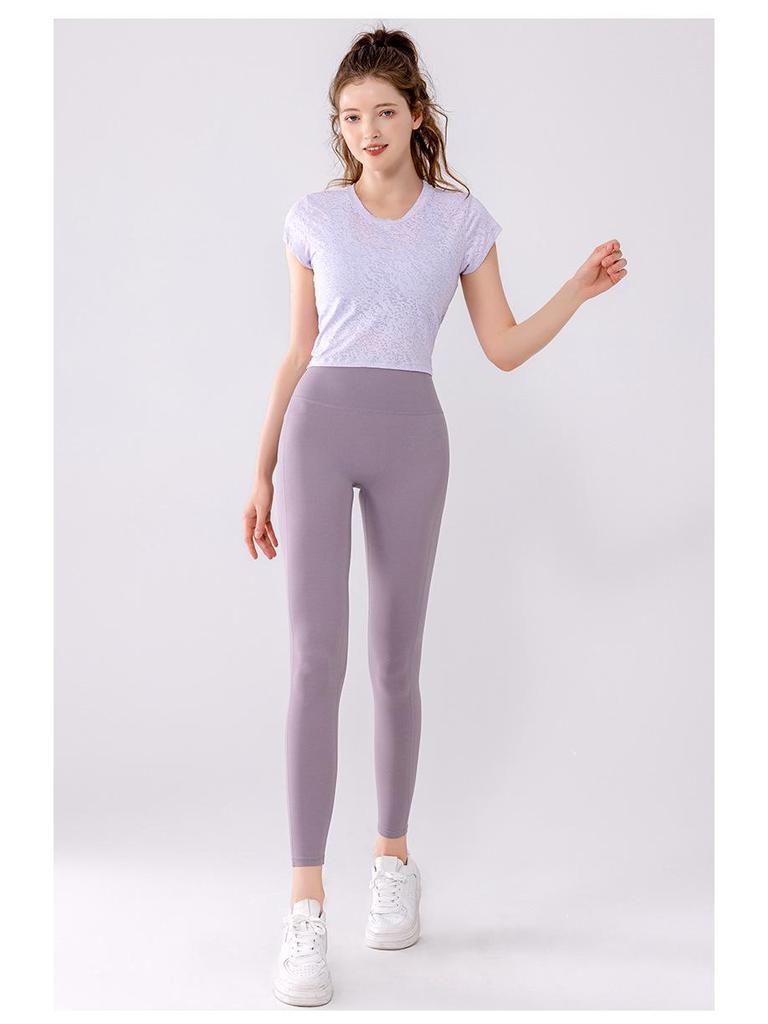 Damen Sommer Mesh Kurzarm Twist Yoga Top