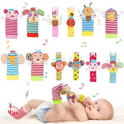 Infant Cartoon Animal Rattle & Bell Wristband Sock Set – Toddler-Friendly, CPC CE EN Certified