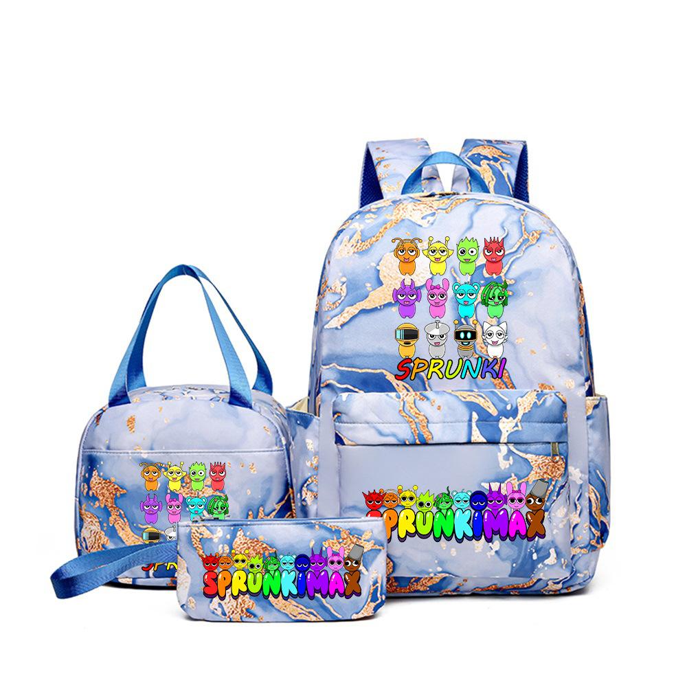 Rhythm Box Music Game Heat Transfer Backpack Sprunki Primary and Secondary School Students Children's Cute Schoolbag Three-piece Set