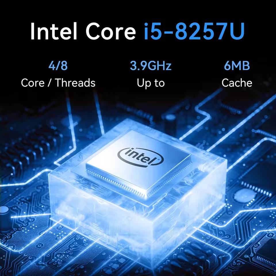 ERVPES M1 NEUER Mini-PC Intel I5-8257U Windows 11 Pro 4-Kern 8-Thread 8GB + 256GB / 16GB + 512GB WiFi 6 Mini-Computer-PC