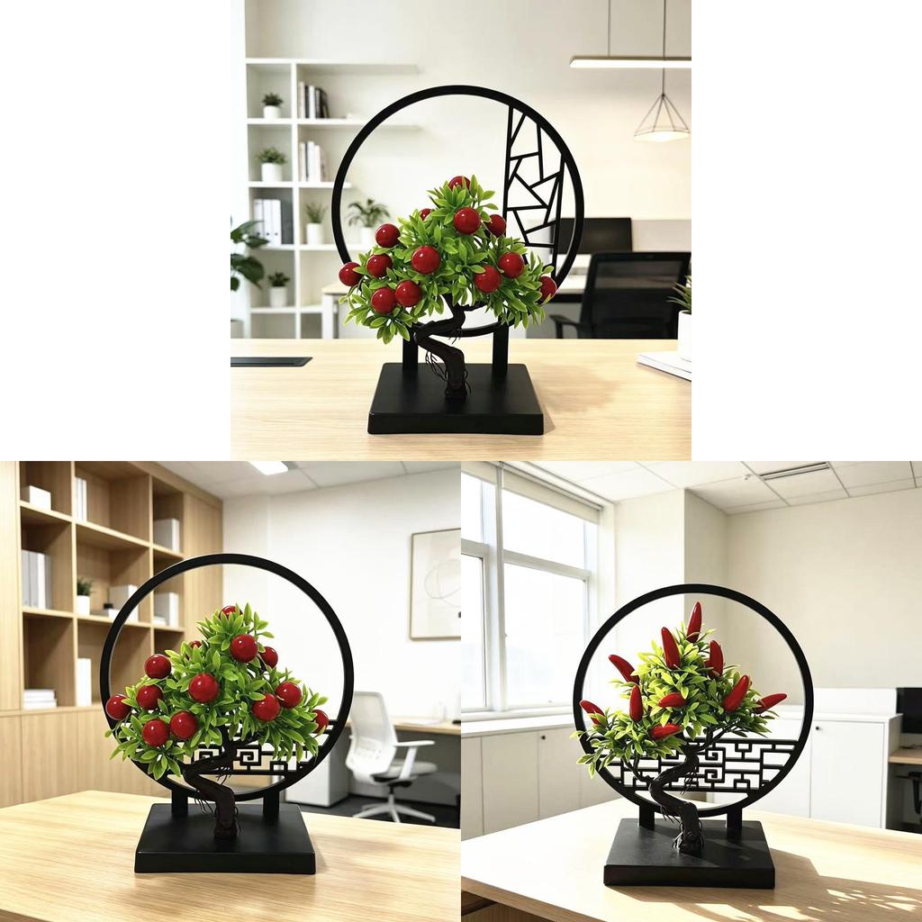 New Chinese Style Screen Divider With Small Fruit Faux Plants For Home Decor And Gifts