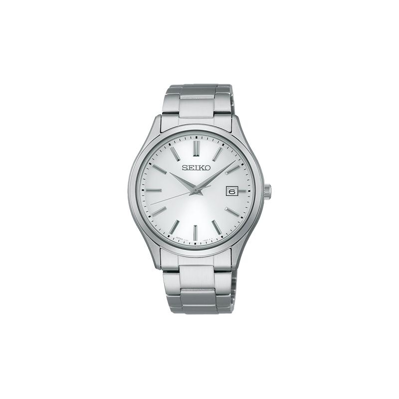 SEIKO Fashionable Waterproof 100 Meters Solar Quartz Steel Strap Men s Watch White Dial SBPX143 синий