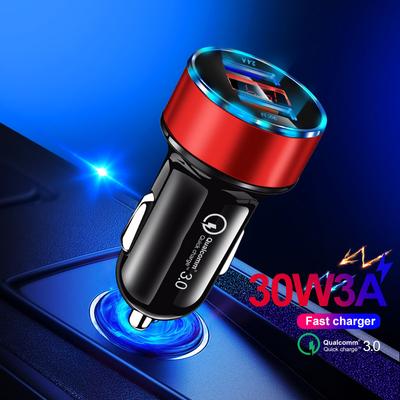 Qc3.0 Afișaj Led Încărcător de mașină USB dublu Încărcător de mașină din aluminiu pentru telefon mobil universal pentru Xiaomi Samsung S10 Iphone X Xs 11 Pro Max