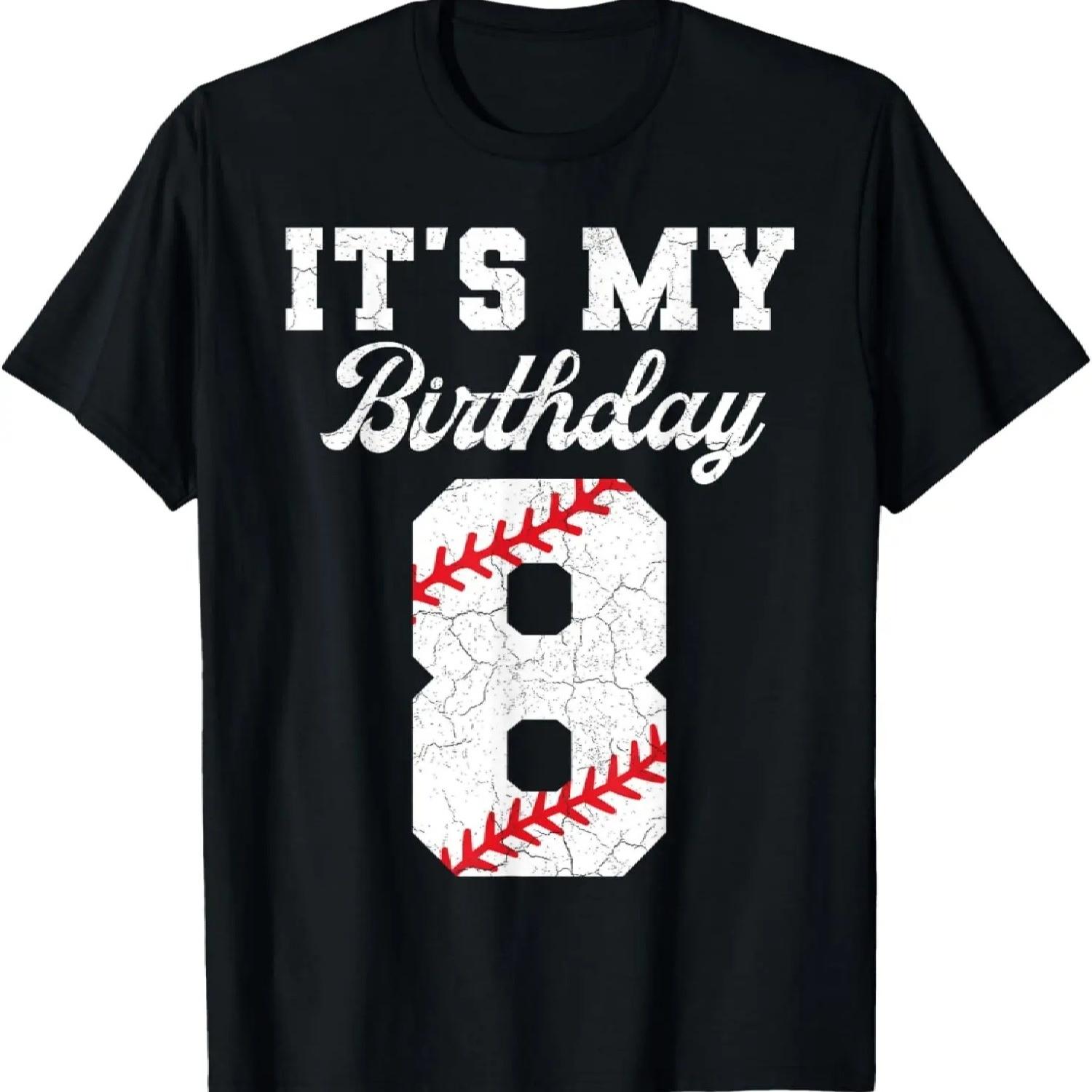 Birthday Boy Tee 8 Baseball Its My 8th Birthday Boys Girls T-Shirt S