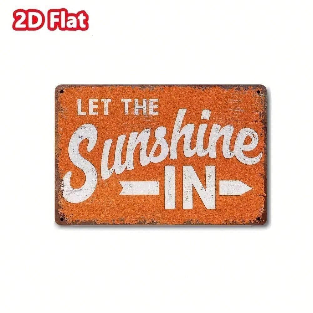 Distinctive Let The Sunshine In Metal Sign Vintage Rustic Iron Wall Art Home Cafe