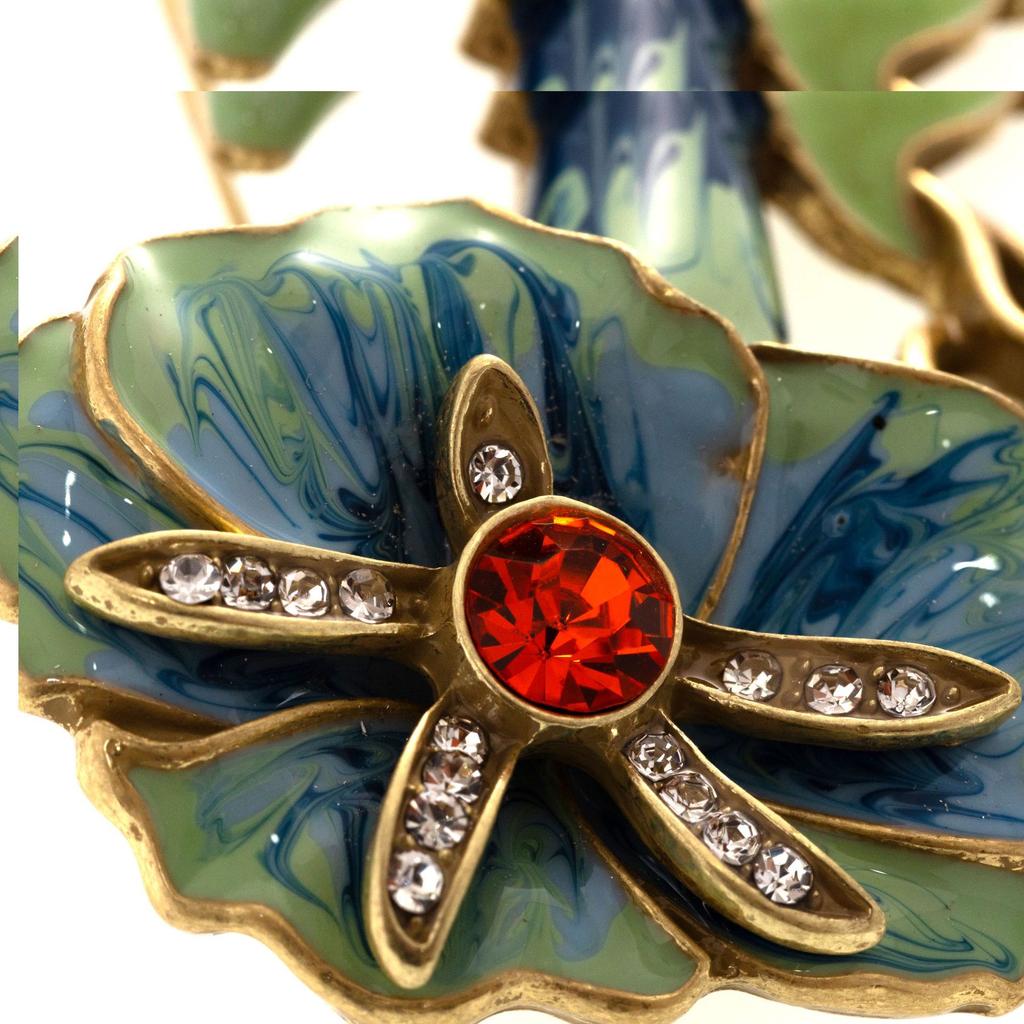 Medieval Vintage Western Retro High Court Simple Personality Copper Alloy Enamel Lotus Brooch New