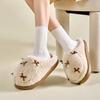 Women Indoor Fluffy Slippers Warm Faux Fur Bow Knot Female Winter Cotton Shoes Soft Plush Girls Home House Floor Slipper