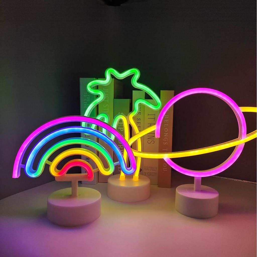 LED Planet Neon Light – Creative Rainbow-Shaped Table Lamp for Room Décor and Atmosphere