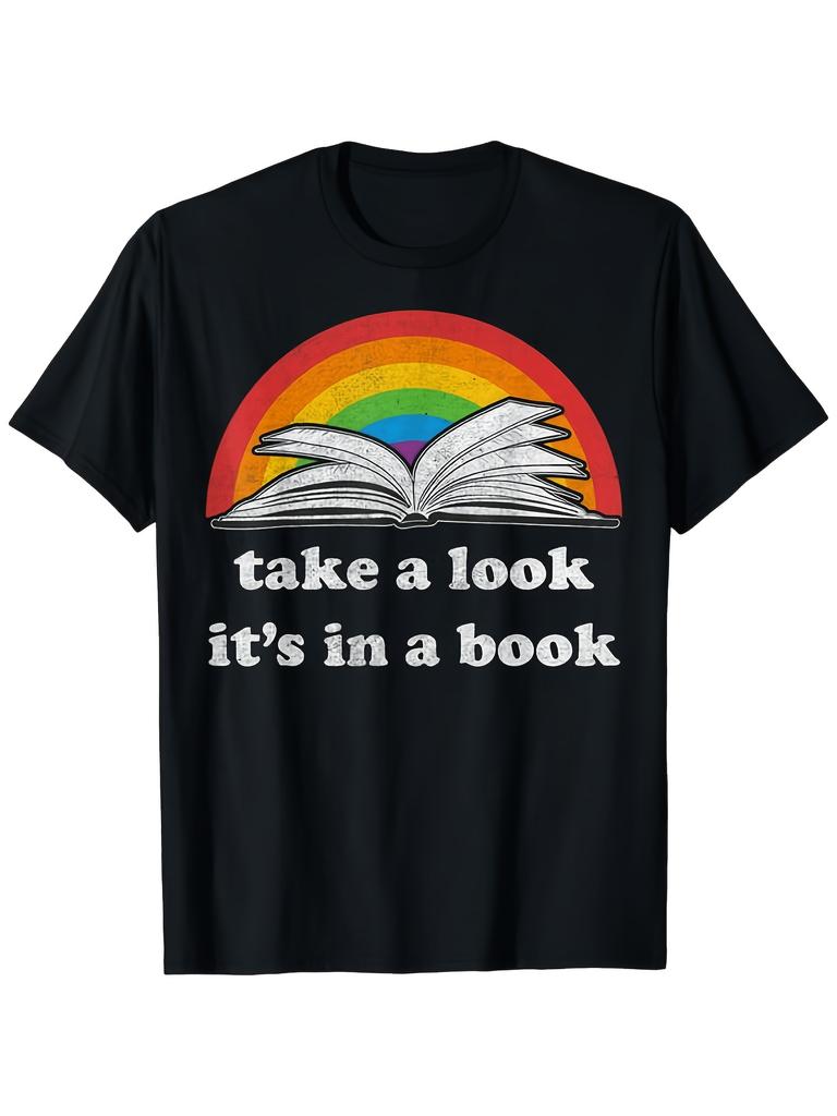 Take a Look It'S In a Book Reading Vintage Retro Rainbow T Valentine'S Day Christmas Father'S Day Gifts Christmas Outfits Design Relaxed Fit for Holid