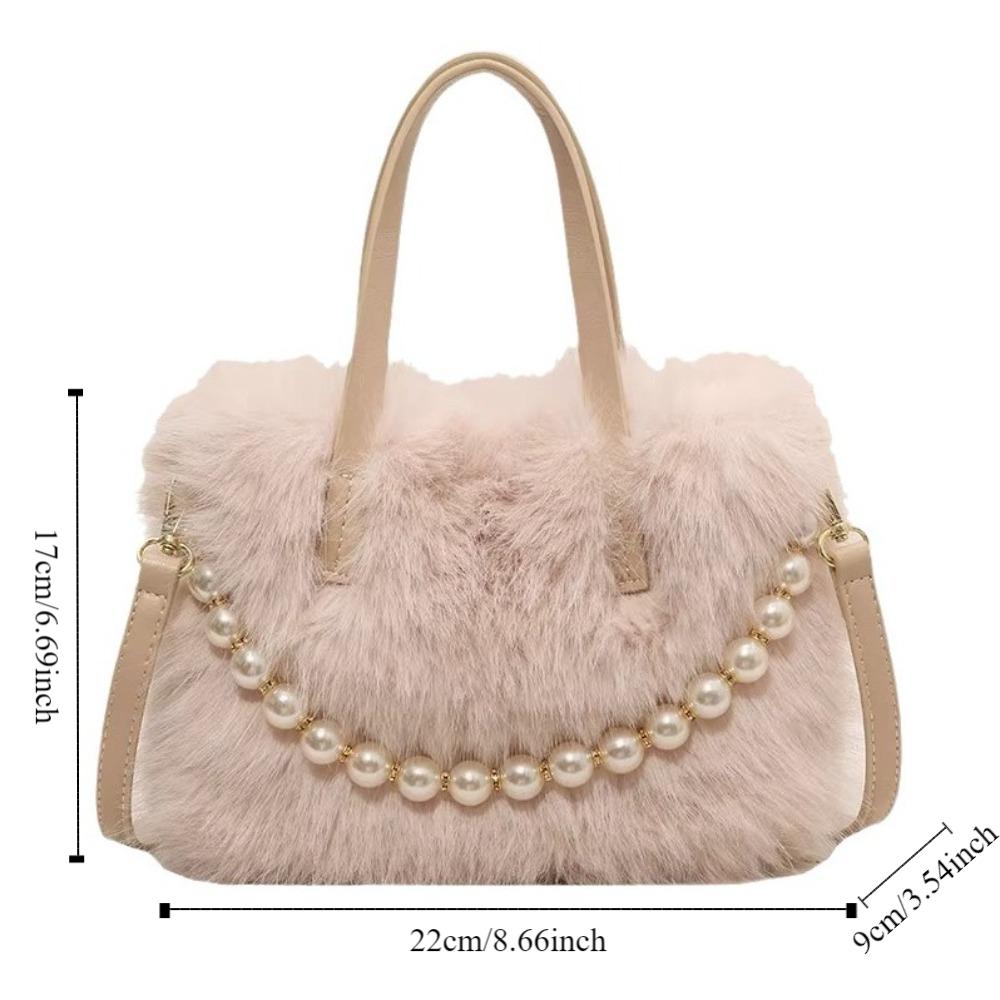 Korean Style Plush Square Crossbody Bag Solid Color Small Phone Bag  Outdoor