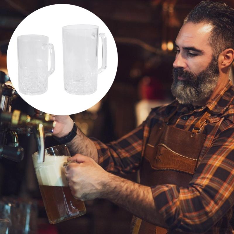 Shatterproof Acrylic Beer Mug with Handle German style Beer Festival Drinking Cup Festival Parties Supplies