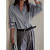 Woman Blouse Spring Autumn New Solid Color Pocket Design Turn-Down Collar Long Sleeve Versatile Loose Casual Shirt Top