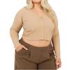 BRAVE SOUL Womens/Ladies Ribbed V Neck Plus Long-Sleeved Crop Top