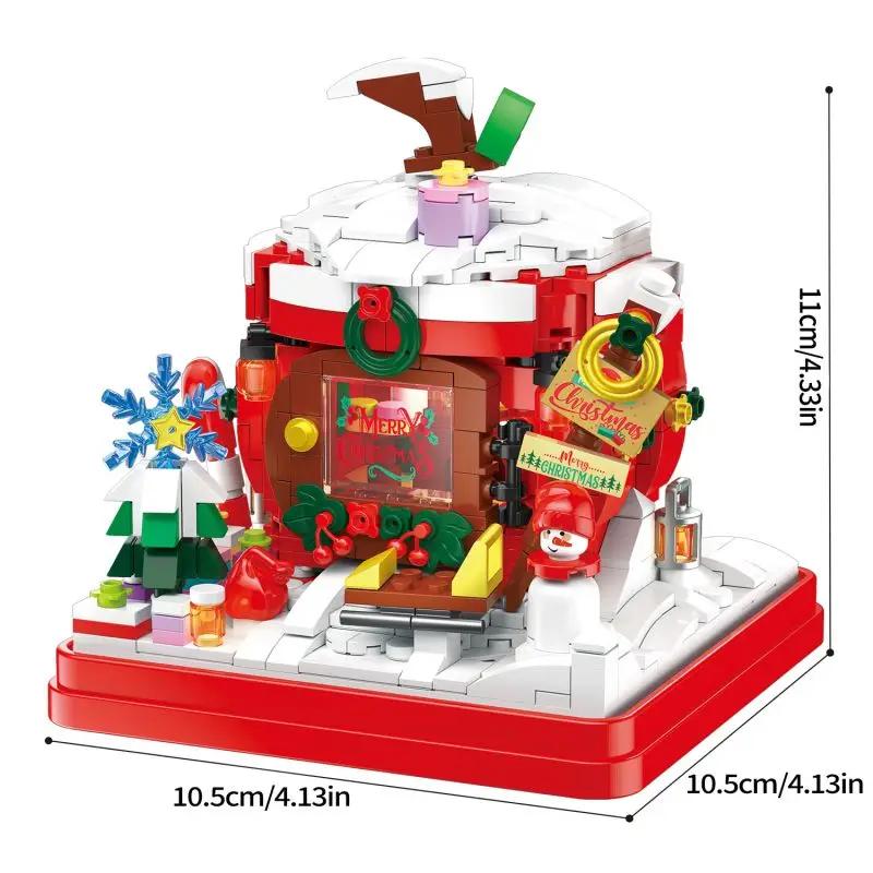 714PCS Christmas Eve Apple House Building Blocks Diy Creative Gift Box Model Assembly Bricks Creative Desktop Deco Kid Toys Gift