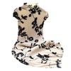 High end temperament standing collar short sleeved printed pleated dress with a slit hem, women's summer new style