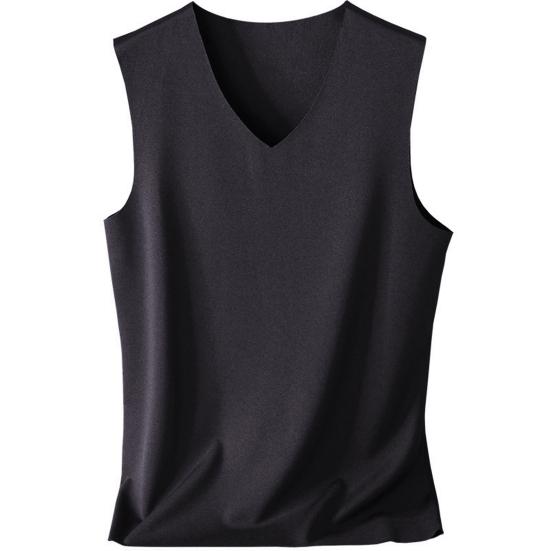 

Мужской Женский Осенне-Зимний Однотонный Безрукавный Толстый Терможилет Базовая Майка 4XL чёрный