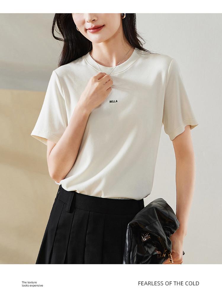 Letter printed round neck short sleeved T-shirt for women