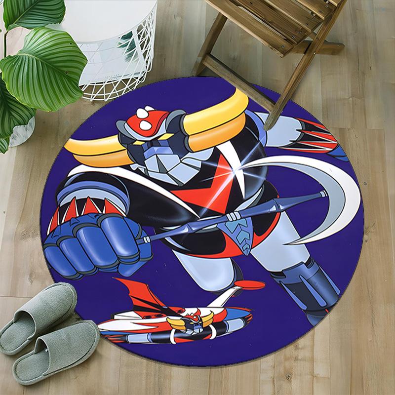 1pc UFO Robot Grendizer7 Print Round Carpet Chair Round Carpet Suitable for Bedroom Living Room Home Decorative Carpet