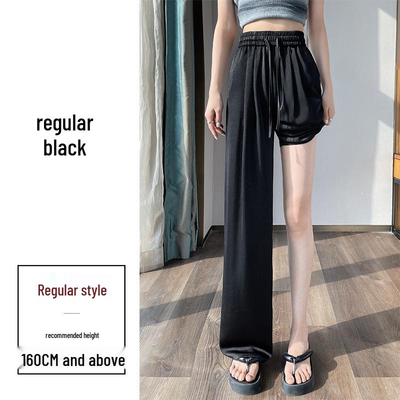 

Женские летние жаккардовые брюки из ледяного шелка с широкими штанинами - высокая посадка, прохладные, солнцезащитные, повседневная одежда M (95-105 lbs)