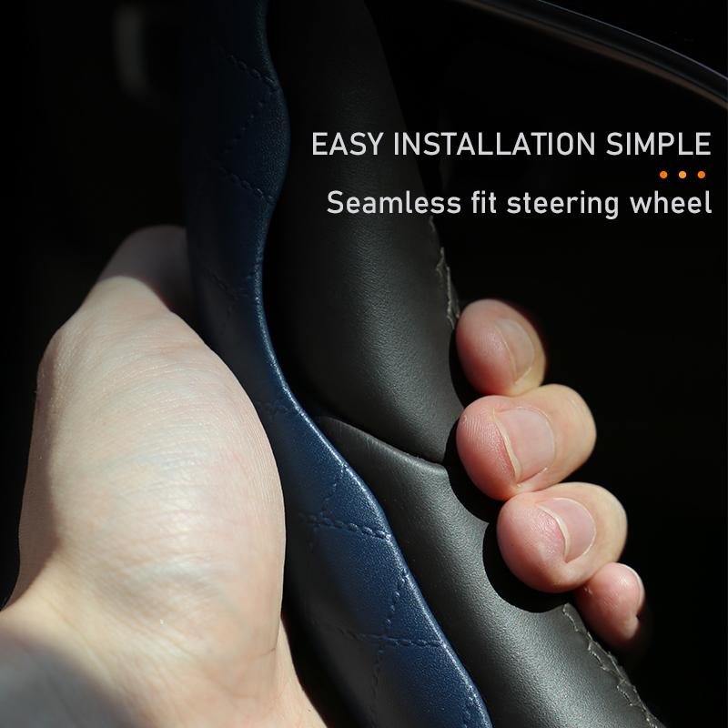 New Style Leather Steering Wheel Cove 38cm Universal Non-Slip Car Steering Wheel Booster 2 Halves Anti-skid