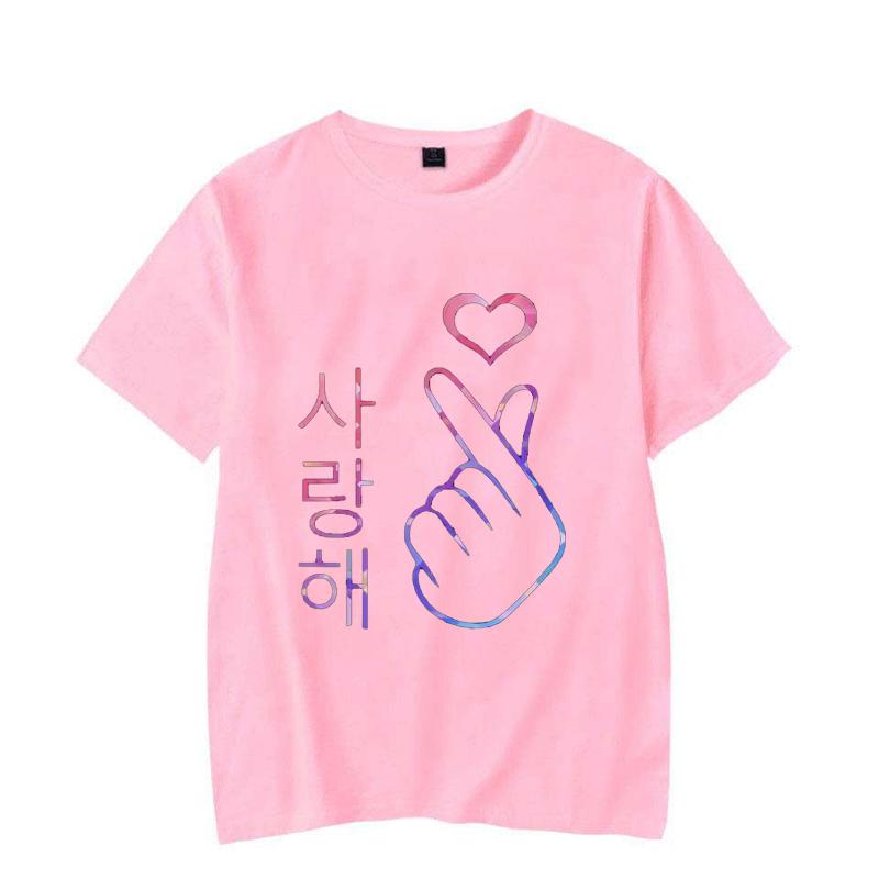 I Love You Saranghae Hand Heart Gesture Korean Pop KPop TShirt Kawaii Shirts for Women Kawaii Clothes Camisetas