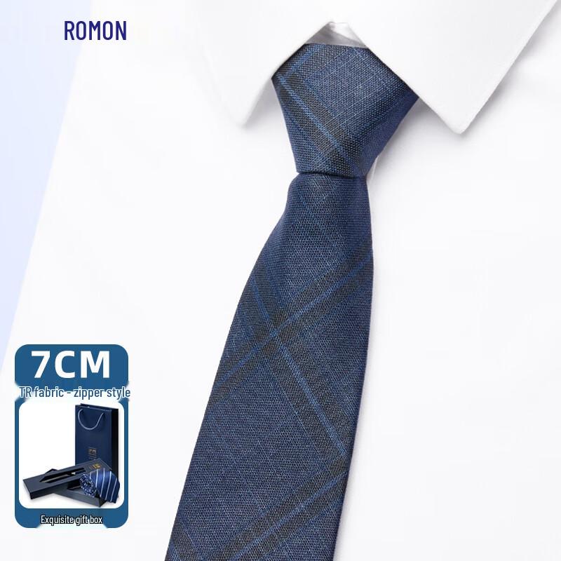 Romon Men s Plaid Pre-tied Zipper Tie