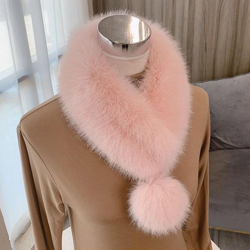 Winter Warm Thicken Imitation Fur Scarf Women Scarf Fur Collar with Pompom Artificial Wool Bib