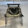 Niche Design Sense Straps Spice Girl Hip Skirt Women's Autumn American Retro High Street Leopard Print Denim Skirt Tide