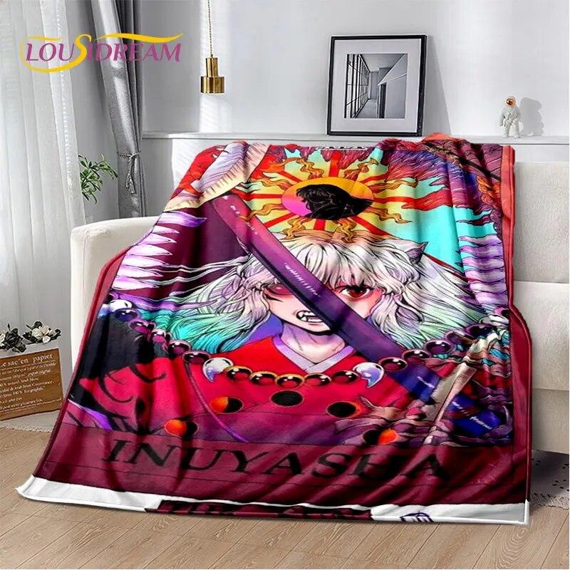 Pătură moale de pluș cu desene animate Inuyasha, pătură de flanel, pătură pentru sufragerie, dormitor, pat, canapea, husă de picnic Bettdecke