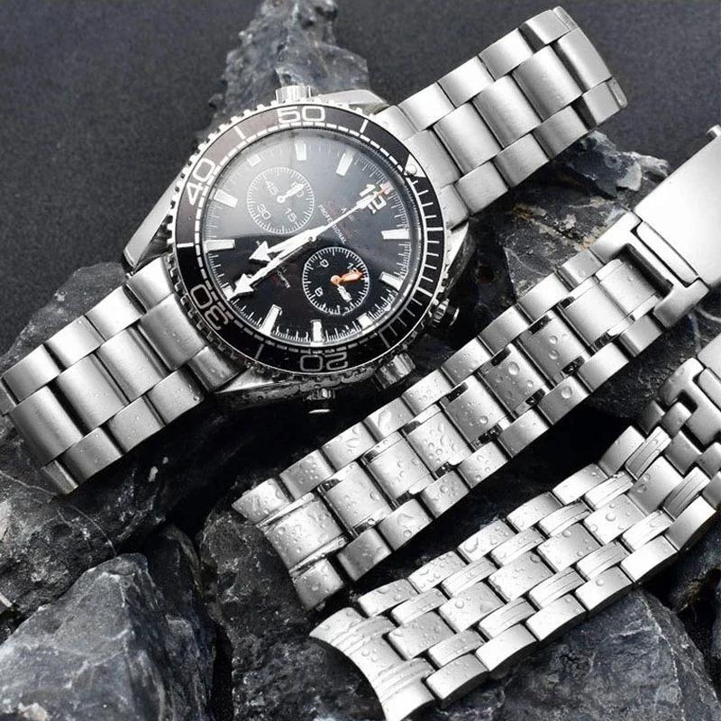18mm20mm22mm Quality 316L Silver Stainless Steel Watch Bands Strap Accessories For Omega Seamaster Speedmaster Planet Ocean Belt