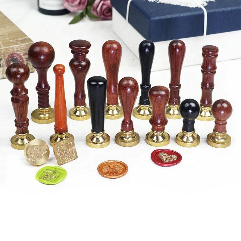 1Pcs Wooden Wax Sealing Stamp Handle Brass Head Retro Rosewood Handle Wax Seal Copper Head for Scrapbooking Envelope Seal Gifts