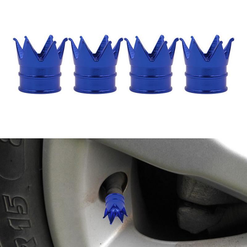 4Pcs Car Motorcycle Crown Tire Valve Caps Car Wheel Air Valve Dustproof Caps Wheel Stem Air Valve Dust Covers Auto Accessories